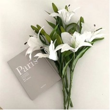 HIOEWI 5 Pcs Artificial Lily for Wedding Home Party Easter Decoration